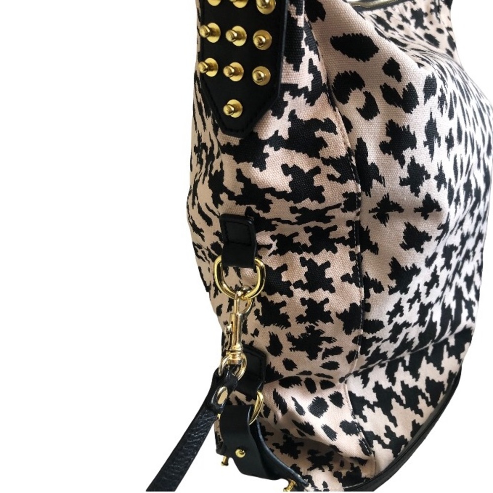 Alexander McQueen Leather Canvas Houndstooth Large Tote Crossbody - Picture 7 of 14